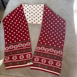 Reversible Life Is Good Red and Green Holiday/Christmas Knit Scarf